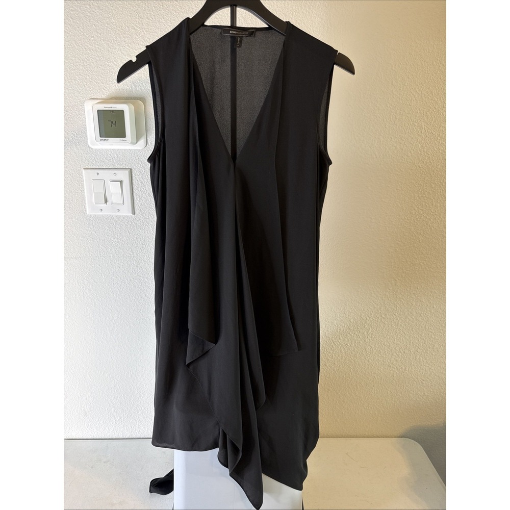 BCBG MAX‎ AZRIA Women's Asymmetrical Sleeveless Evening Gown Black Shear Size XS